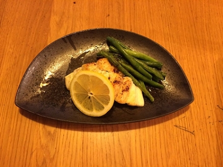 夏の妊婦さんに【すずきのポワレ　インゲン添え】7月Menu